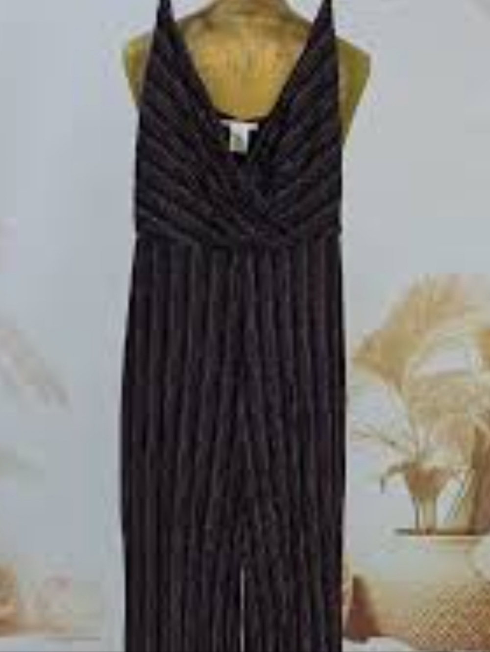 Metalic Black Wrap V-Neck Jumpsuit with Tie Waist